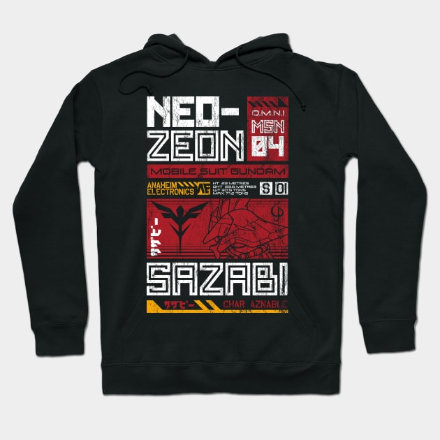 Neo Zeon - Mobile Suit Sazabi - Vintage Distressed Retro Mecha Anime Hoodie by Nemons